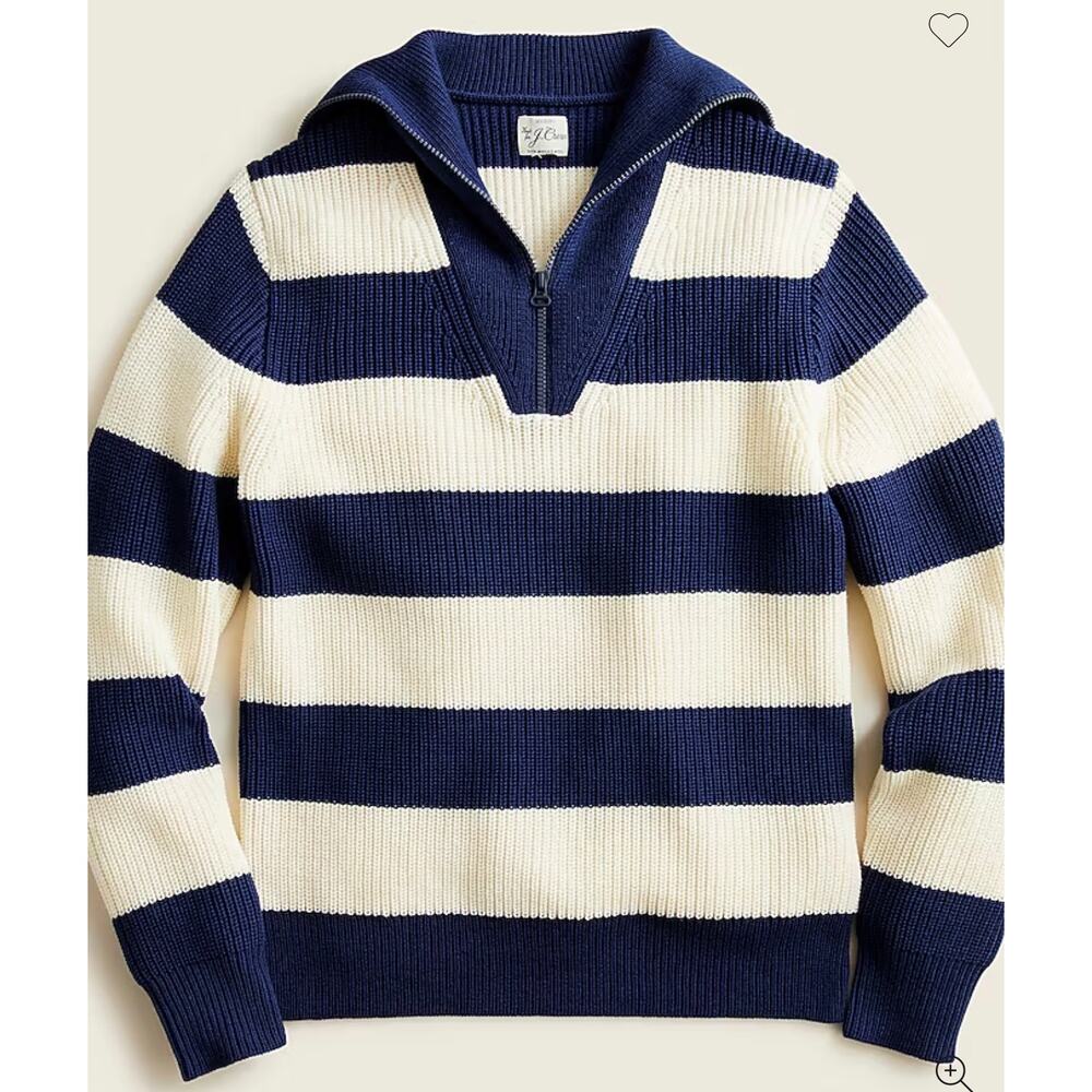 J.Crew Coated-merino wool half-zip sweater in stripe Large